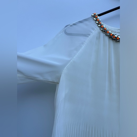 Ted Baker Lovina Bejeweled Accordion Pleated Long Sleeve Blouse Size 3 (US 8) - Picture 4 of 16
